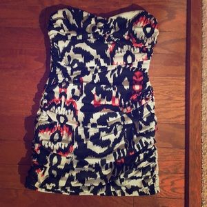 Snakeskin strapless dress